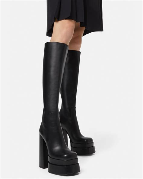 versace knee high platform boots|versace aevitas platform boots.